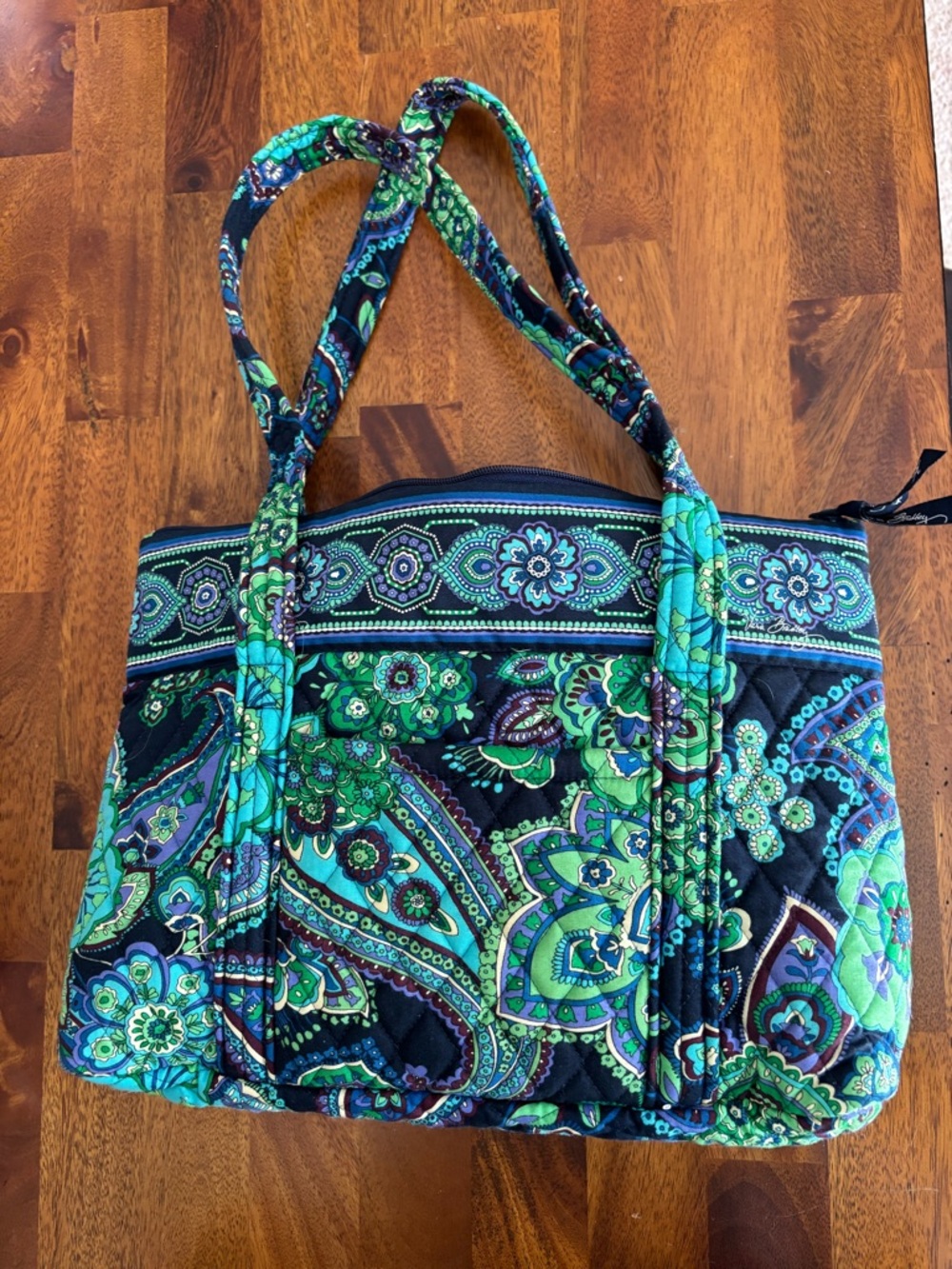 Vera Bradley Betsy Quilted Paisley Tote in Green and Blue